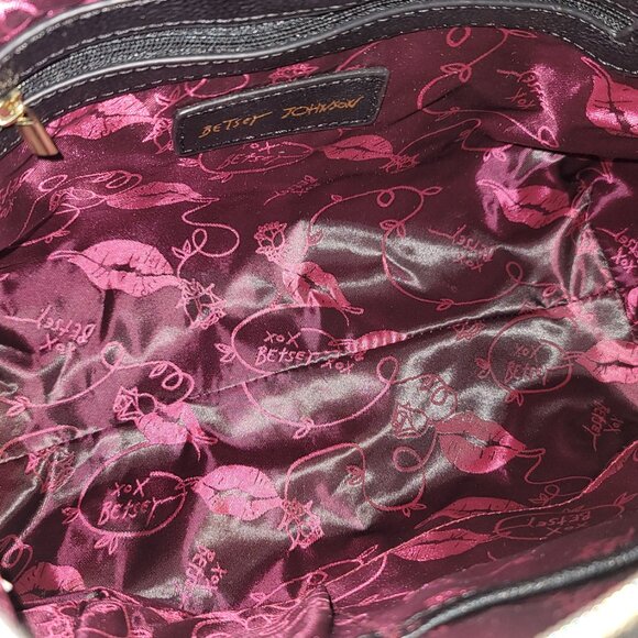 Betsey Johnson Black and White Stripe Satchel - Picture 5 of 14